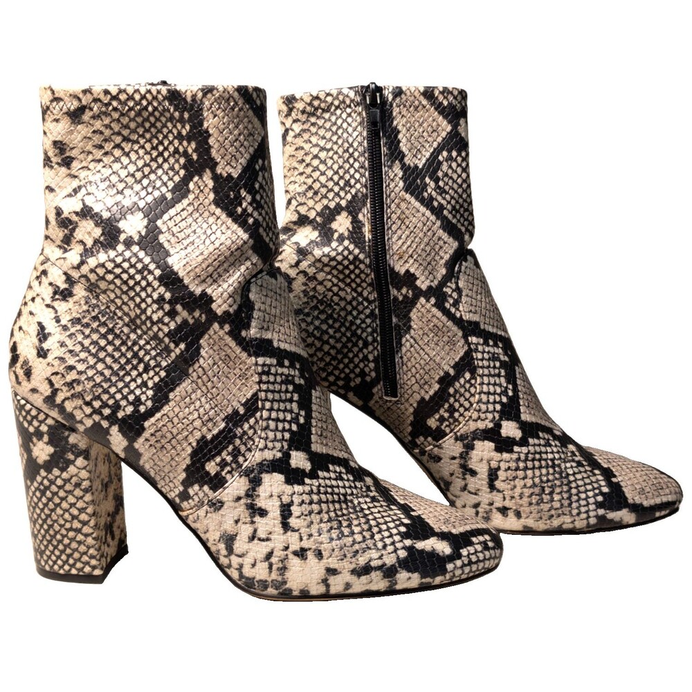 ALDO Snakeskin Women's 11 Ankle Boots Block High Heel Zip Python Booties